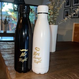 NEW Canteen water bottles for Bride and Groom / mr right mrs always right